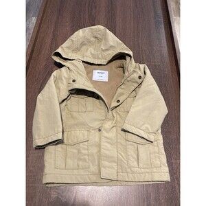 Old Navy 12-18 Months Baby Cargo Hooded Jacket Tan Beige Neutral Khaki Lined